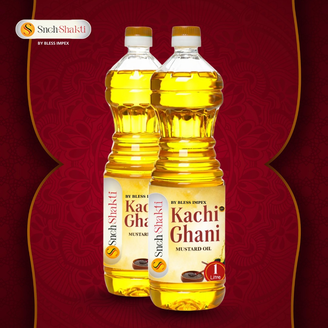 SnehShakti Kachi Ghani Mustard Oil – Cold Pressed Pure Sarson Tel for Cooking & Traditional Use (1 Litre)